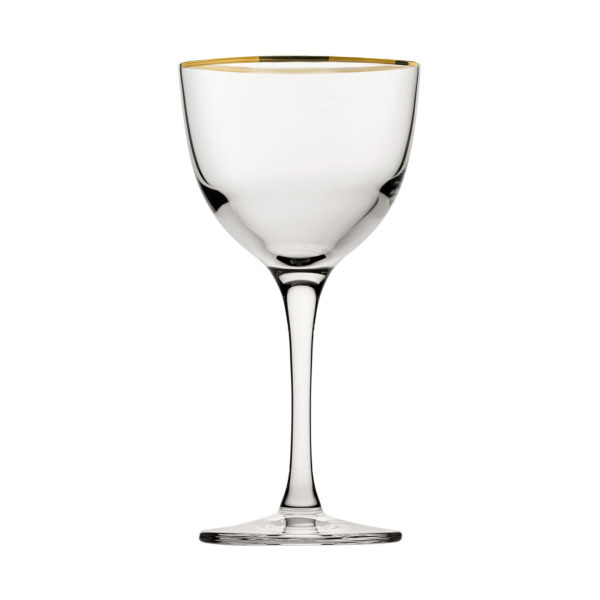 6oz Refine Nick & Nora Glass Gold Rim