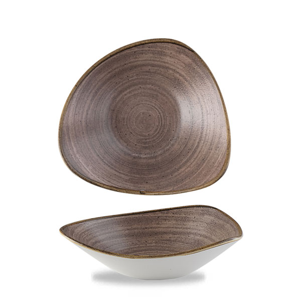 23.5cm Stonecast Raw Triangular Bowl Brown