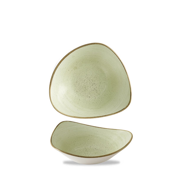 18.5cm Stonecast Raw Triangular Bowl Green