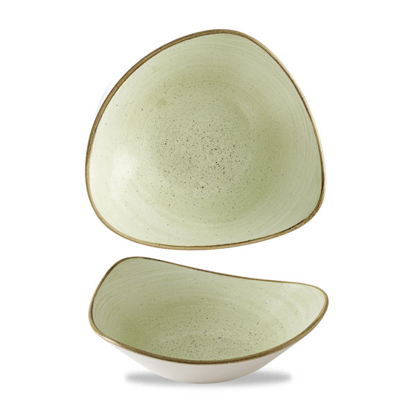 23.5cm Stonecast Raw Triangular Bowl Green