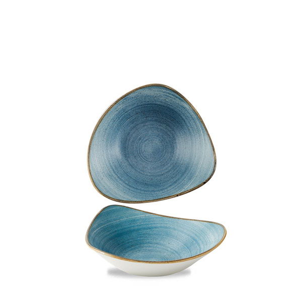 18.5cm Stonecast Raw Triangular Bowl Teal