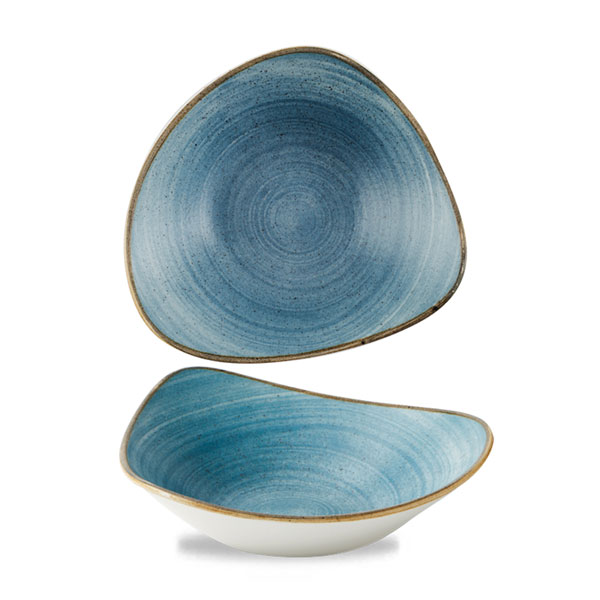 23.5cm Stonecast Raw Triangular Bowl Teal