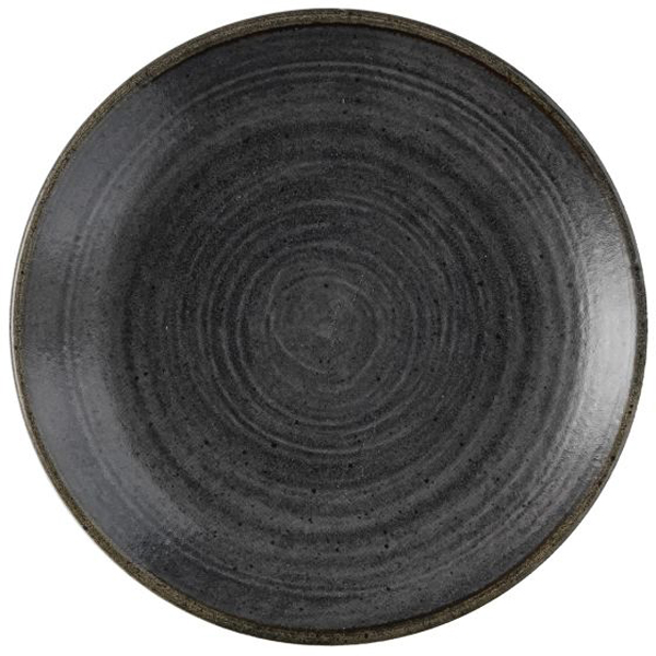 28.8cm Stonecast Raw Coupe Plate Black