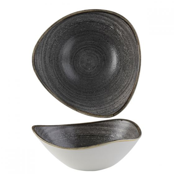 23.5cm Stonecast Raw Triangular Bowl Black