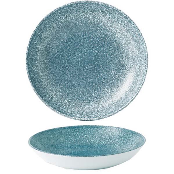 18.2cm Raku Coupe Bowl Topaz Blue