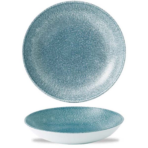 24.8cm Raku Coupe Bowl Topaz Blue