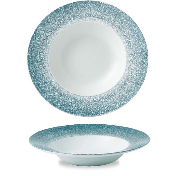 28cm Raku Wide Rim Bowl Topaz Blue