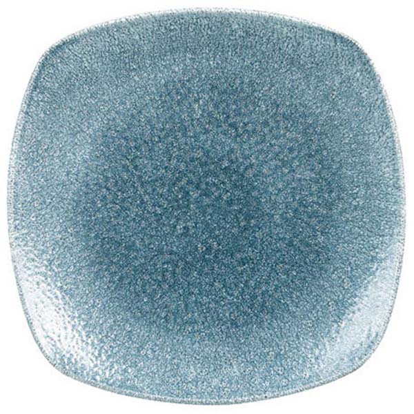 21.5cm Raku Square Plate Topaz Blue