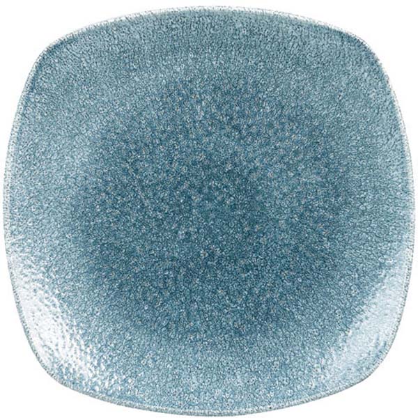 25.5cm Raku Square Plate Topaz Blue