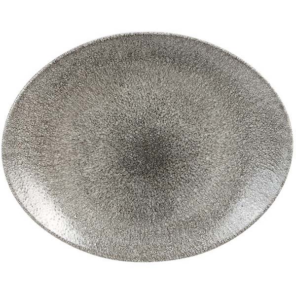31.7x25cm Raku Oval Coupe Plate Quartz