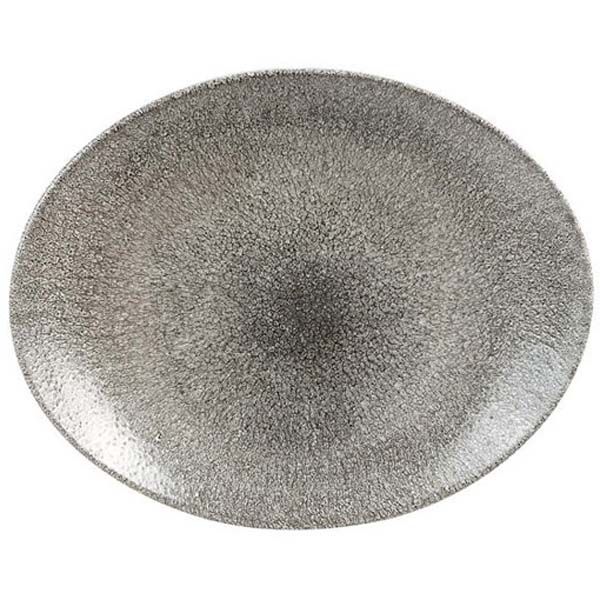 27x22.9cm Raku Oval Coupe Plate Quartz