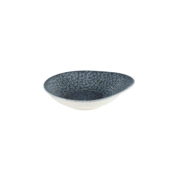 18.5x16.8cm Raku Round Dish Topaz Blue