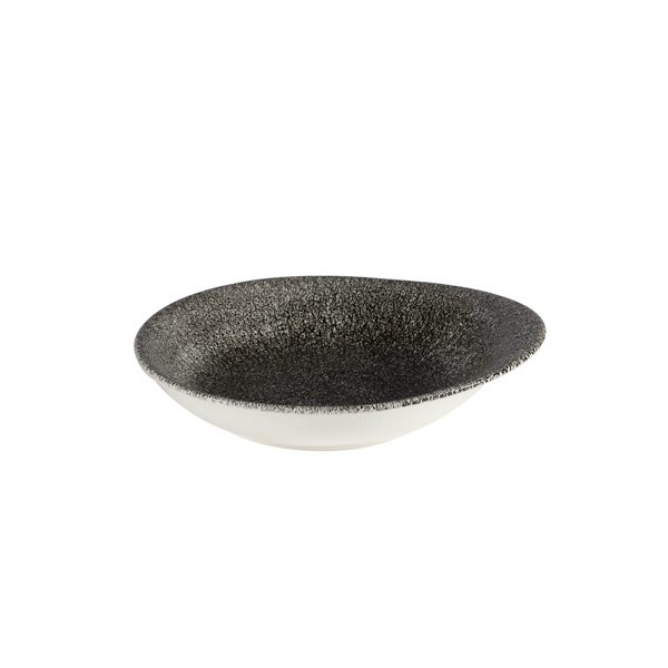 16x14.5cm Raku Round Dish Quartz Black