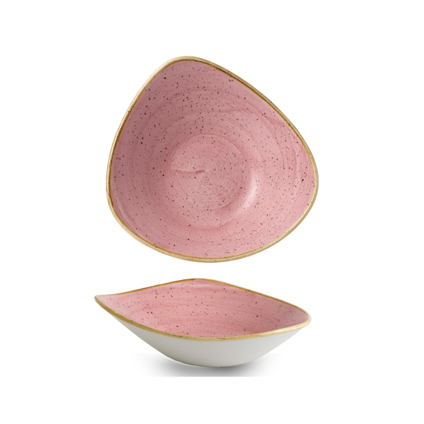 23.5cm Stonecast Triangle Bowl Petal Pink