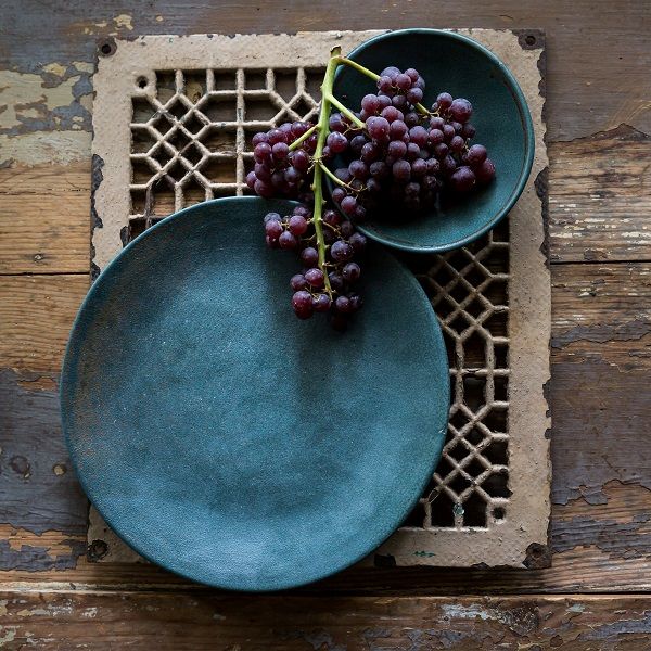 18cm Green Verdigris Small Rim Round Flat