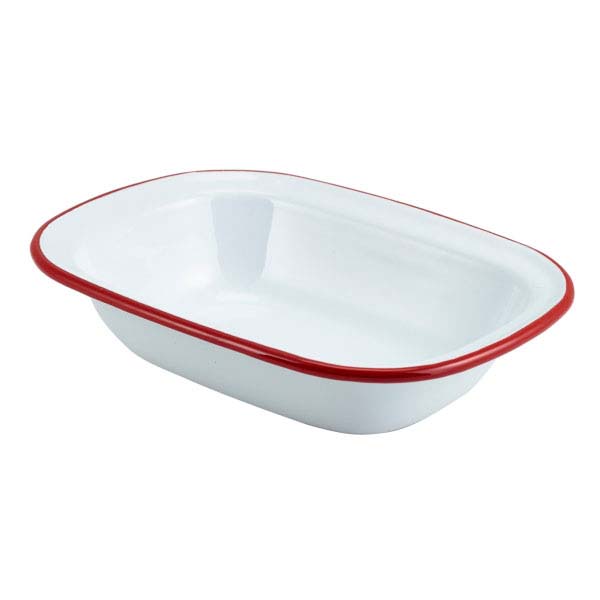 20x15cm Enamel Rectangular Pie Dish White