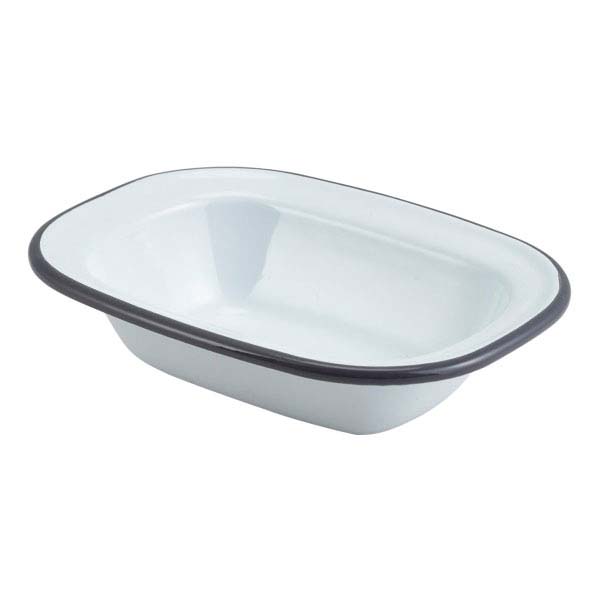 16x12cm Enamel Rectangular Pie Dish White
