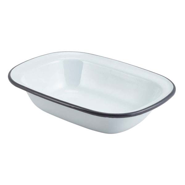 20x15cm Enamel Rectangular Pie Dish White