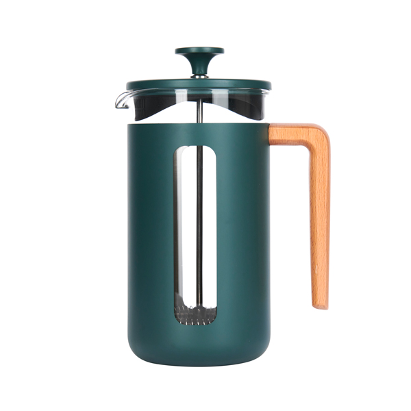 8 Cup Pisa Cafetiere Green Wood Handle