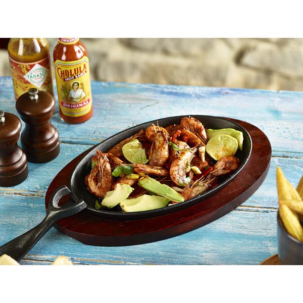 9.5&quot; Cast Iron Sizzle Platter Wood Base