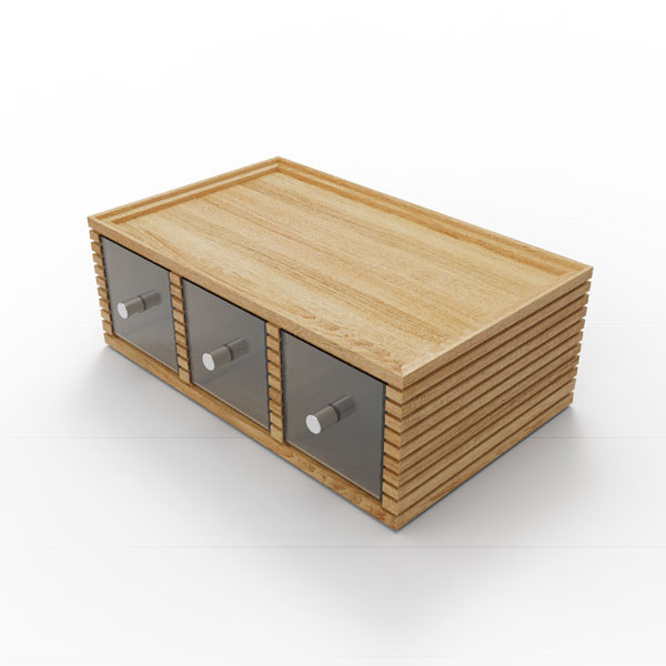 349x530x190mm Flow Triple Bread Box Oak