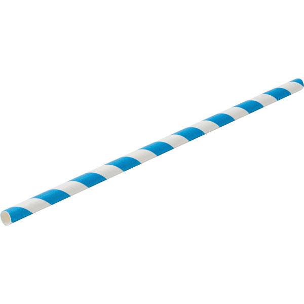 20cm Paper Straw Blue/White