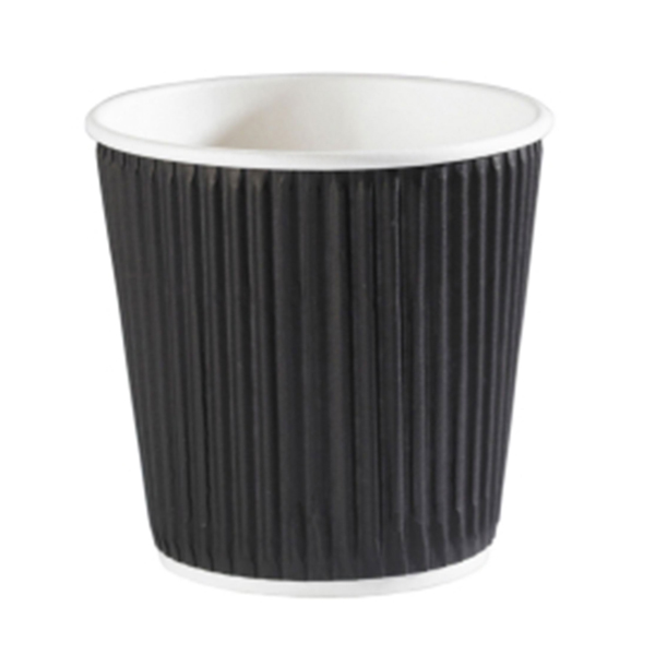 4oz Ripple Wall Hot Drinks Cup Black