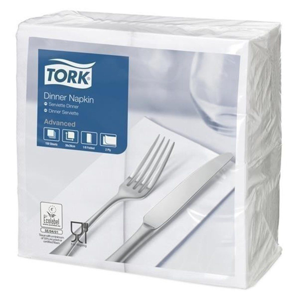 39cm Tork 2ply Napkin White 8-Fold