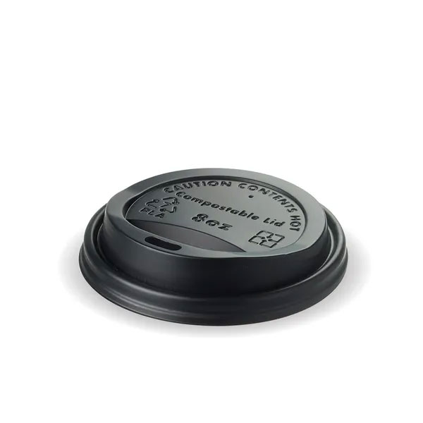 Biopak Pla Lid For 6/8oz Hot Cup Black