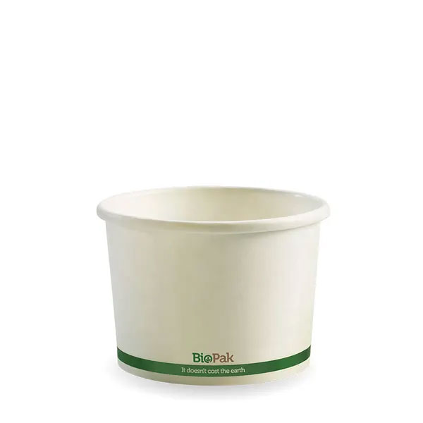 8oz Biopak Pla Lined Paperboard Bowl White