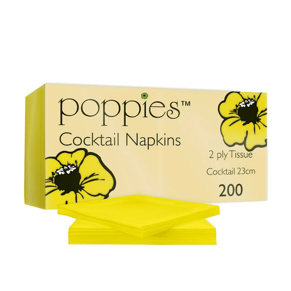 23cm 2 Ply Cocktail Napkin Yellow