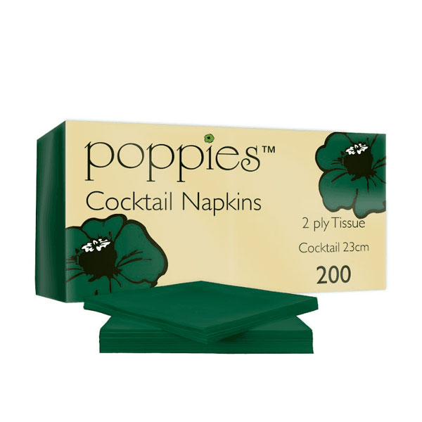 23cm 2 Ply Cocktail Napkin Forest Green
