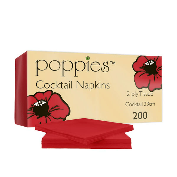 23cm 2 Ply Cocktail Napkin Red