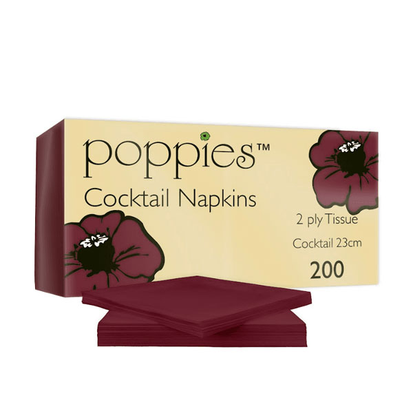 23cm 2 Ply Cocktail Napkin Bordeaux