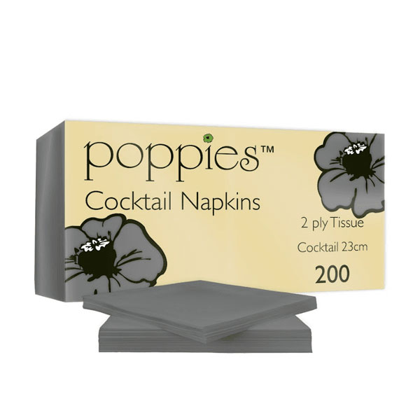 23cm 2 Ply Cocktail Napkin Grey