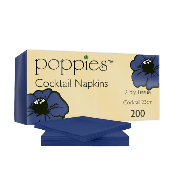 23cm 2 Ply Cocktail Napkin Navy Blue