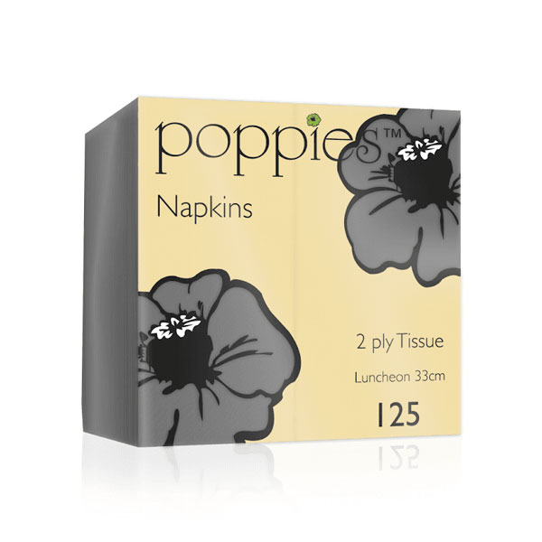 32cm 2 Ply 8 Fold Napkin Grey