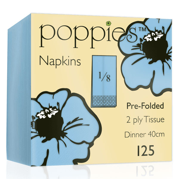 40cm 2 Ply 8 Fold Napkin Baby Blue