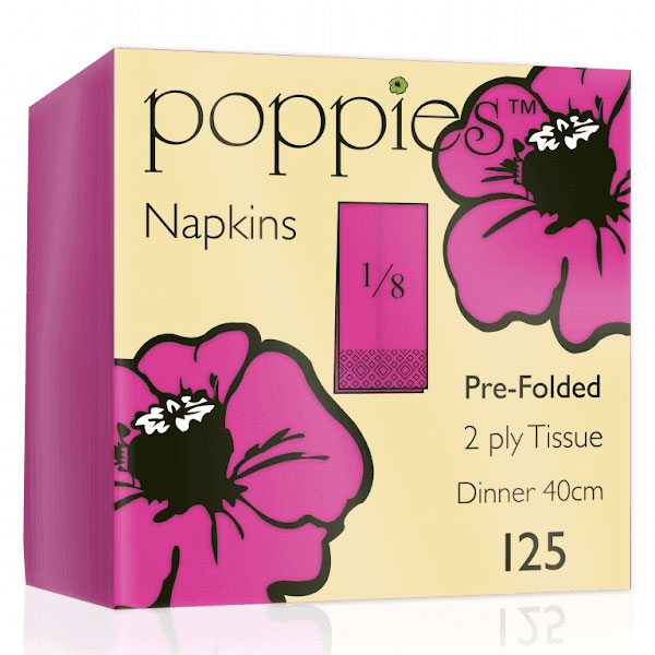 40cm 2 Ply 8 Fold Napkin Magenta