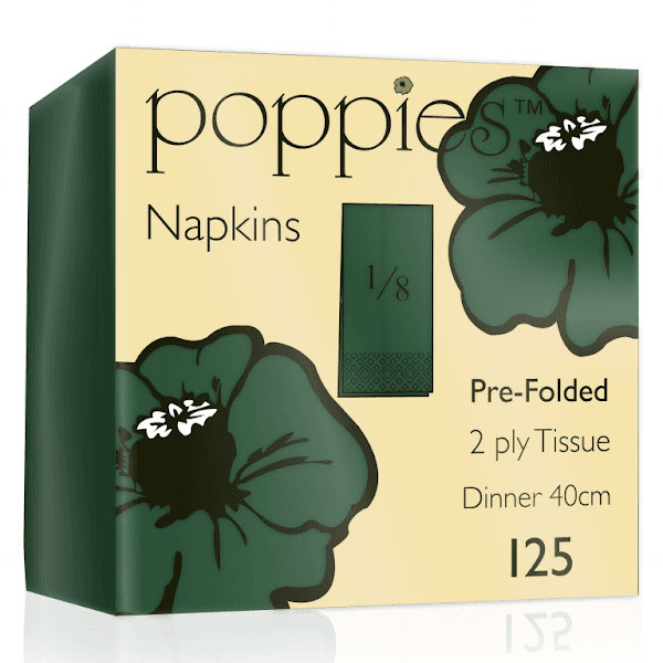 40cm 2 Ply 8 Fold Napkin Forest Green