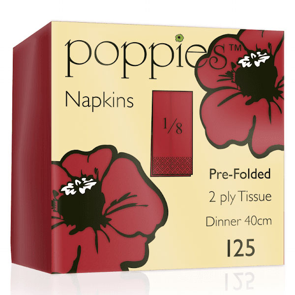 40cm 2 Ply 8 Fold Napkin Red