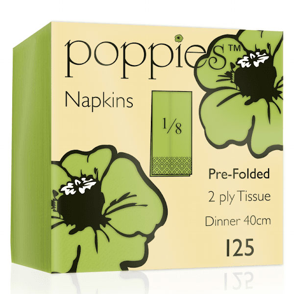 40cm 2 Ply 8 Fold Napkin Lime Green