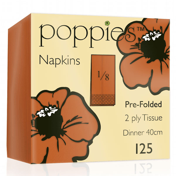 40cm 2 Ply 8 Fold Napkin Orange