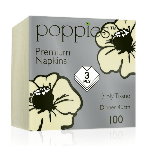 40cm 3 Ply Napkin White