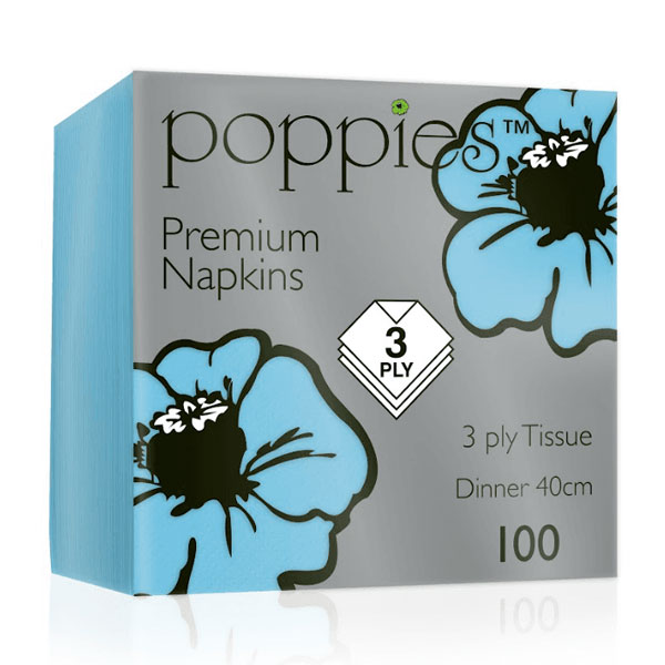 40cm 3 Ply Napkin Baby Blue