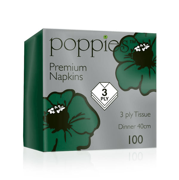 40cm 3 Ply 8 Fold Napkin Forest Green