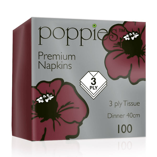 40cm 3 Ply 8 Fold Napkin Bordeaux