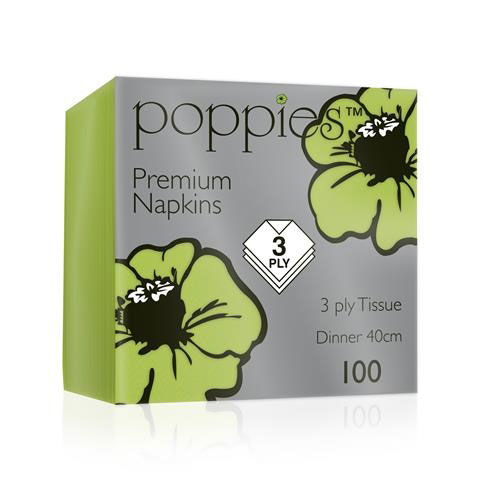 40cm 3 Ply Napkin Lime Green