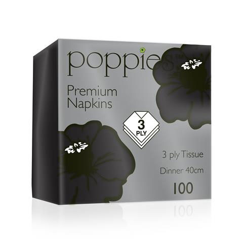 40cm 3 Ply Napkin Black