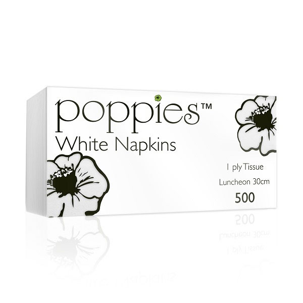 30cm 1 Ply Napkin White